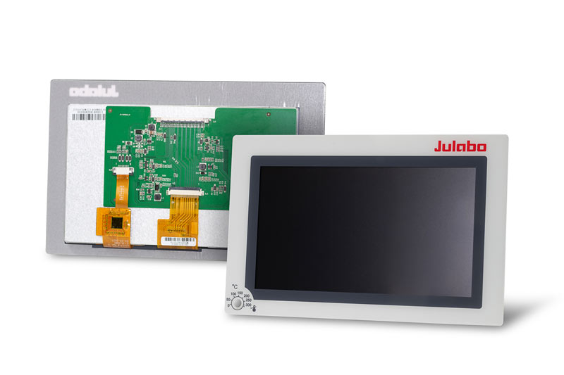 Kapazitiver Touchscreen mit Vorder- und Rückansicht eines industriellen Bedienpanels